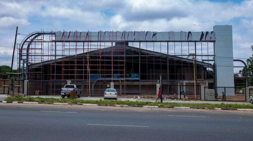 Steel frame of the Lucky Brands warehouse during erection, Msasa, Harare.